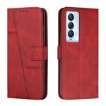 Per Tecno Camon 18 PREMIER STITCHING STITCHING Struttura in pelle di cuoio del telefono (rosso)