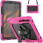 Per Samsung Galaxy Tab S8 + 12,4 pollici SM-X800 Silicone + Case tablet PC (ROSA ROSSO + NERO)