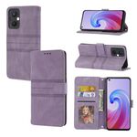 Per OPPO A96 5G Berde magnetica a strisce con fibbia a flip orizzontale a fiocco orizzontale (viola)