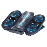 Radiatore del laptop dell'effetto dell estero di Nuoxi Q6 RGB con supporto per telefono (blu)
