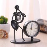 2 Pz in ferro in acciaio inox piccolo orologio da tavolo retrò personalità orologio regalo di compleanno (c67 orologio corno francese)