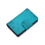 Portafoglio con cerniera in pelle con frizione in pelle da donna Python (Emerald)