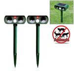 Potente repeller per animali ad ultrasuoni a energia solare da 2 PC con sensore PIR e sensore di luce, ha ottenuto la certificazione CE / ROHS