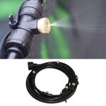 Sistema di raffreddamento per nebulizzazione della linea di irrigazione della nebbia del tubo da giardino per esterni in PE con 21 ugelli per nebulizzazione, lunghezza: 15 m (nero)