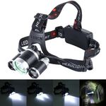Faro luminoso a LED ad alta potenza, 3 CREE T6 con caricatore, NO batterie incluse