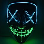Maschera di luminescenza LED a due colori per Halloween Festival Party X Face Seam Bocca (blu verde)
