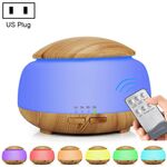 Umidificatore a grana di legno Purificatore d'aria Atomizzazione ad ultrasuoni Macchina per aromaterapia domestica con spruzzatore di alcol automatico a luce colorata a LED, Spina Specifica: spina americana (marrone chiaro)