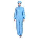 Tuta da lavoro antipolvere con cappuccio diviso antistatico a righe, taglia: XXXL (blu)