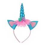 3 pezzi Unicorn Fascia per bambini Festival di compleanno Festival Party Accessori per capelli (blu 1)