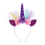 2 pz F006 Unicorn Fascia per bambini Festival per bambini Festival Party Party Accessori per capelli (Purple Deep 2)