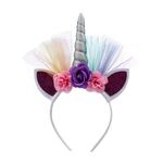 2 pz F006 Unicorn Fascia per bambini Festival per bambini Festival Party Party Accessori per capelli (laser argento 2)