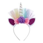 F006 Fascia per capelli con motivo a cartoni animati per bambini, accessori per capelli per feste di compleanno (bianco 2)