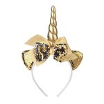 2 pz f036 Unicorn Fascia per bambini Festival di compleanno Festival Party Accessori per capelli (Golden)