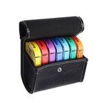 Scatola di pillola portatile da 28 scomparto per notebook e borsa in pelle (nero)