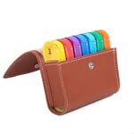 Scatola di pillola portatile da 28 scomparto per notebook e borsa in pelle (marrone)