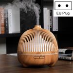 Bird Cage Wood Graphic Aromatherapy Machine Ultrasuoni Smart Home Smart Colorful Night Light Humidificatore Hollow Humidificatore, Specifiche del prodotto: Spina dell'UE (modello di legno chiaro)