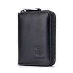 BULL CAPTAIN 05 Borsa per carte in pelle a strati di testa Pacchetto per carte di patente di guida in pelle casual da uomo (nero)