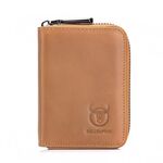BULL CAPTAIN 05 Borsa per carte in pelle a strati di testa Pacchetto per carte di patente di guida in pelle casual da uomo (giallo)