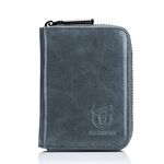 BULL CAPTAIN 05 Borsa per carte in pelle a strati di testa Pacchetto per carte di patente di guida in pelle casual da uomo (azzurro)