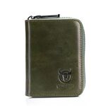 BULL CAPTAIN 05 Borsa per carte in pelle a strati di testa Pacchetto per carte di patente di guida in pelle casual da uomo (verde)