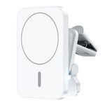 adj-987 15W Magsafe caricatore wireless per presa d'aria magnetica per auto con indicatore LED (bianco)