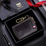 BULL CAPTAIN 474 Portamonete multifunzionale in pelle Borsa portachiavi anti-spazzola, Colore: Marrone Confezione regalo