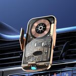 Supporto per caricabatterie wireless di tipo C trasparente aperto automaticamente da 15 W per auto C11 (oro)
