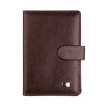 Covc1002 Porta carte di credito per passaporto con clip con fibbia Porta carte di protezione per documenti in PU (marrone)