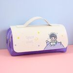 2 PCS Cartoon Multifunzionale Ampia Casa Case Matita Studente Carino Portatile Scatola di cancelleria portatile (viola)