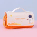 2 PCS Grande Capacity Matita Caso Studente Carino Portatile Cartoleria Borsa Cartoon Multifunzionale scatola di cancelleria (arancione)