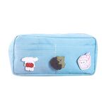 3 PCS Grande capacità Cartoon Cancelleria Canvas Simple Hand Account Borsa penna Borsa Piccola sacchetto di stoccaggio dello studente fresco (blu chiaro)