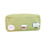 3 PCS Grande capacità Cartoon Cancelleria Canvas Tela Semplice Account Manuale Borsa Penna Piccola sacchetto di stoccaggio dello studente fresco (matcha verde)