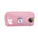 3 PCS Grande capacità Cartoon Cancelleria Box Canvas Semplice Account Account Borsa Penna Piccola sacchetto di stoccaggio dello studente fresco (rosa fata)