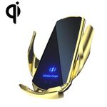 Q3 Staffa per telefono di ricarica wireless per auto magnetica a induzione a infrarossi con connettore magnetico Micro USB + 8 pin + Type-C / USB-C (oro)