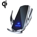 Q3 Staffa per telefono di ricarica wireless per auto magnetica a induzione a infrarossi con connettore magnetico Micro USB + 8 pin + Type-C / USB-C (argento)