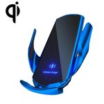 Q3 Staffa per telefono di ricarica wireless per auto magnetica a induzione a infrarossi con connettore magnetico Micro USB + 8 pin + Type-C / USB-C (blu)