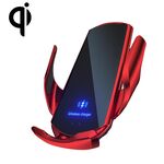 Q3 Staffa per telefono di ricarica wireless per auto magnetica a induzione a infrarossi con connettore magnetico Micro USB + 8 pin + Type-C / USB-C (rosso)