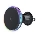Supporto magnetico per cellulare con ricarica wireless per auto con luce ambientale, stile: luce colorata