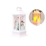 Fiamma di Natale Lanterna Decorazione natalizia LED Ornamento luminoso Lampada a candelabro, taglia: grande 77 x 77 x 195mm (pupazzo di neve bianco)