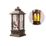 Fiamma di Natale Lanterna Decorazione di Natale LED Ornamento luminoso Lampada a candelabro, Dimensioni: grande 77 x 77 x 195mm (Bronzo Santa)