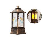 Natale fiamma lanterna decorazione natalizia a LED ornamento luminoso candeliere lampada, taglia: grande 77 x 77 x 195mm (angelo bronzo)