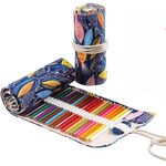2 pezzi 12 buche a mano a mano in tela della tenda della penna della penna di tela di grande capacità per ragazzi e ragazze Color matita schizzo scatola di cancelleria (pesce multicolore)
