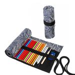 2 PCS 12 fori Small Waves Stampato Tela Penna Penna Tenda Grande Capacità Penna Rullo Borsa Schizzo Colore Pencil Cancelleria