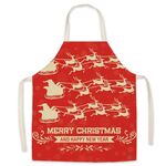 2 PZ Biancheria natale stampato Grembiule di Natale Regalo di Natale Adulto Bambini genitore-figlio Compositi genitore, Specifiche: 65x75cm (dare regali)