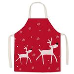 2 pz Biancheria natalizia Grembiule stampato Grembiule di Natale Gift Adulto Bambini genitore-figlio Compositi genitori, Specifiche: 65x75cm (cervo)