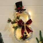 Anello di viti di Natale con luci Pendente albero di Natale Garland Decorazione domestica Props (griglia rossa nera)