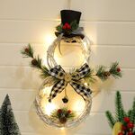 Anello di viti di Natale con luci Pendente albero di Natale Garland Decorazione domestica Props (griglia bianca nera)