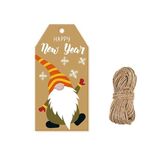 100 pz/pacco Decorazione natalizia Etichetta in carta Kraft con spago di iuta (Carta 8)