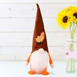 Foglia di acero della zucca No Face Standing Doll Decoration Decoration Shopping Mall Home Thanksgiving Decorazione di Halloween (Cappello marrone)