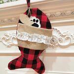 Ornamento della borsa del regalo del calzino di Natale (pesce rosso nero)